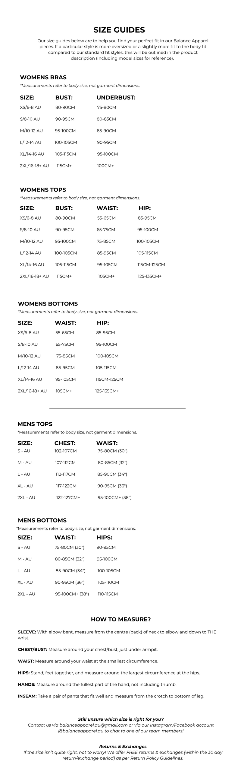 Size chart